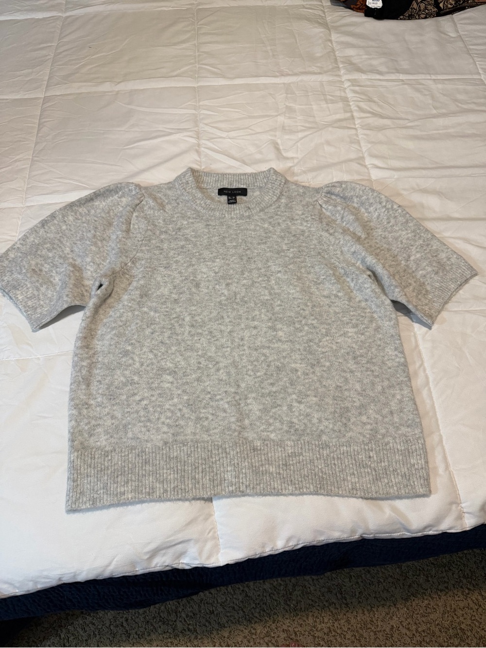 New Look Heather Gray Short-Sleeve Crewneck Sweater